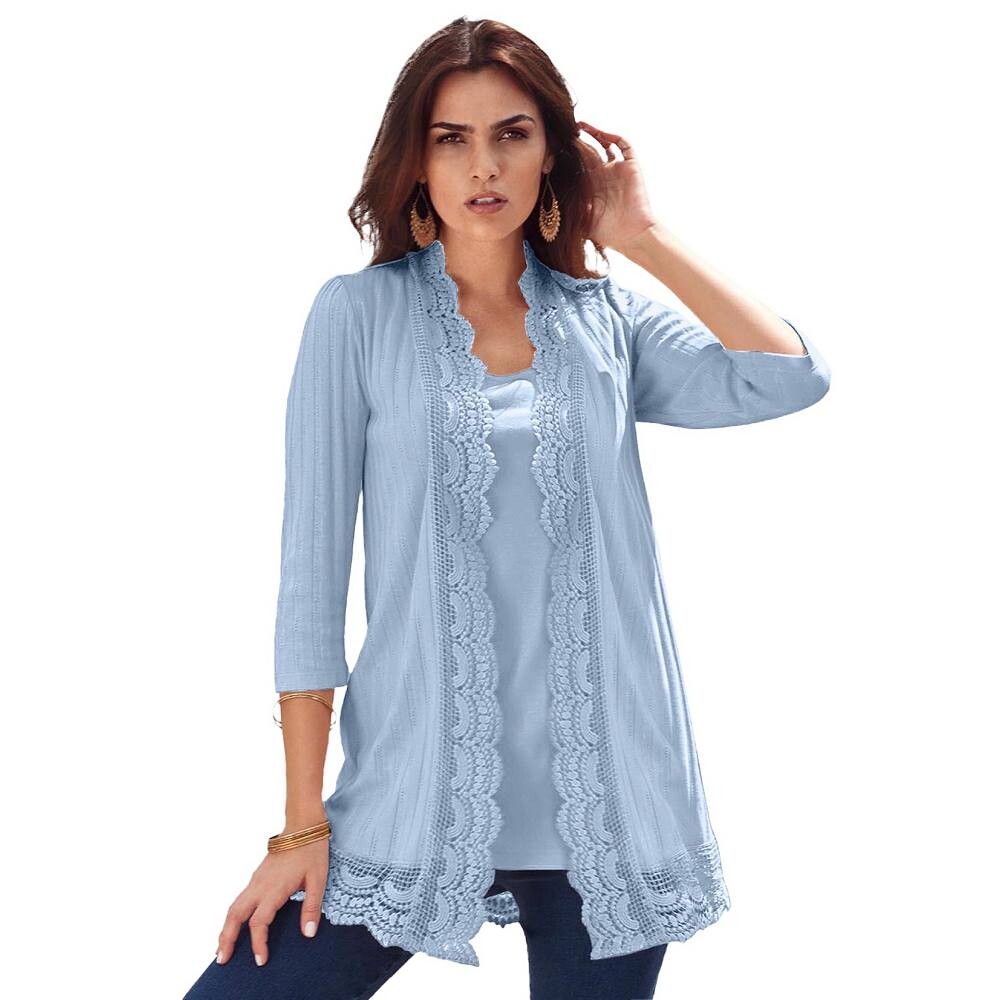 Женский кардиган больших размеров Roaman's с отделкой пуантеллами и отделкой крючком, цвет Pale Blue
Женский кардиган больших размеров Roaman's с отделкой пуантеллами и отделкой крючком, цвет Pale Blue