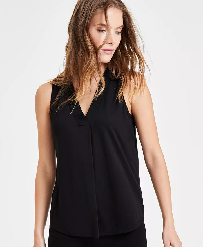 Женский топ без рукавов с плиссировкой спереди и V-образным вырезом Anne Klein, черный
Женский топ без рукавов с плиссировкой спереди и V-образным вырезом Anne Klein, черный