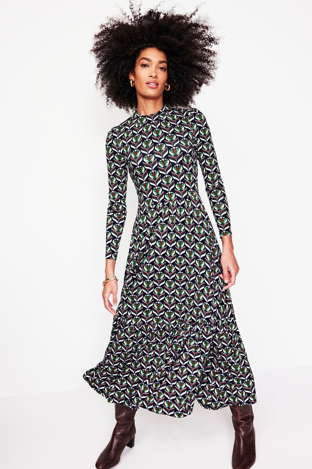 Платье из джерси с высоким воротом и многослойным кроем Boden, синий
Платье из джерси с высоким воротом и многослойным кроем Boden, синий