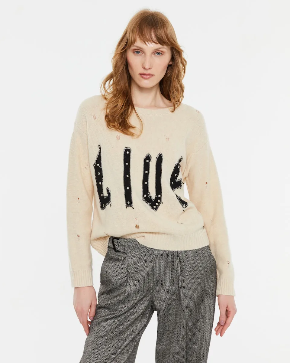 Женский джемпер с круглым вырезом, заклепками и разрывами Andam, бежевый
Женский джемпер с круглым вырезом, заклепками и разрывами Andam, бежевый