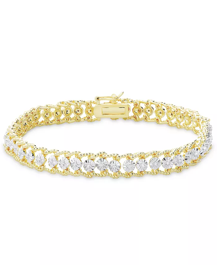 Теннисный браслет с бриллиантовым акцентом Rope Edge в позолоченном исполнении Macy's
Теннисный браслет с бриллиантовым акцентом Rope Edge в позолоченном исполнении Macy's