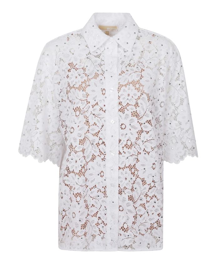 Рубашка с кружевной отделкой и цветочным узором. Michael Kors, белый
Рубашка с кружевной отделкой и цветочным узором. Michael Kors, белый