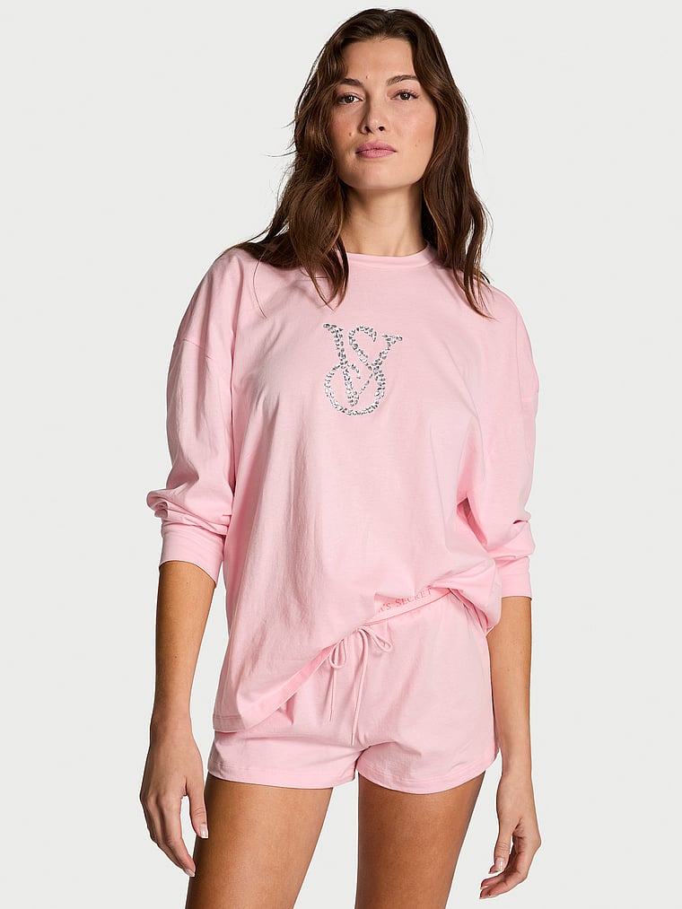 Пижамный комплект с короткими рукавами из блестящего 100% хлопка Victoria'S Secret, pink
Пижамный комплект с короткими рукавами из блестящего 100% хлопка Victoria'S Secret, pink