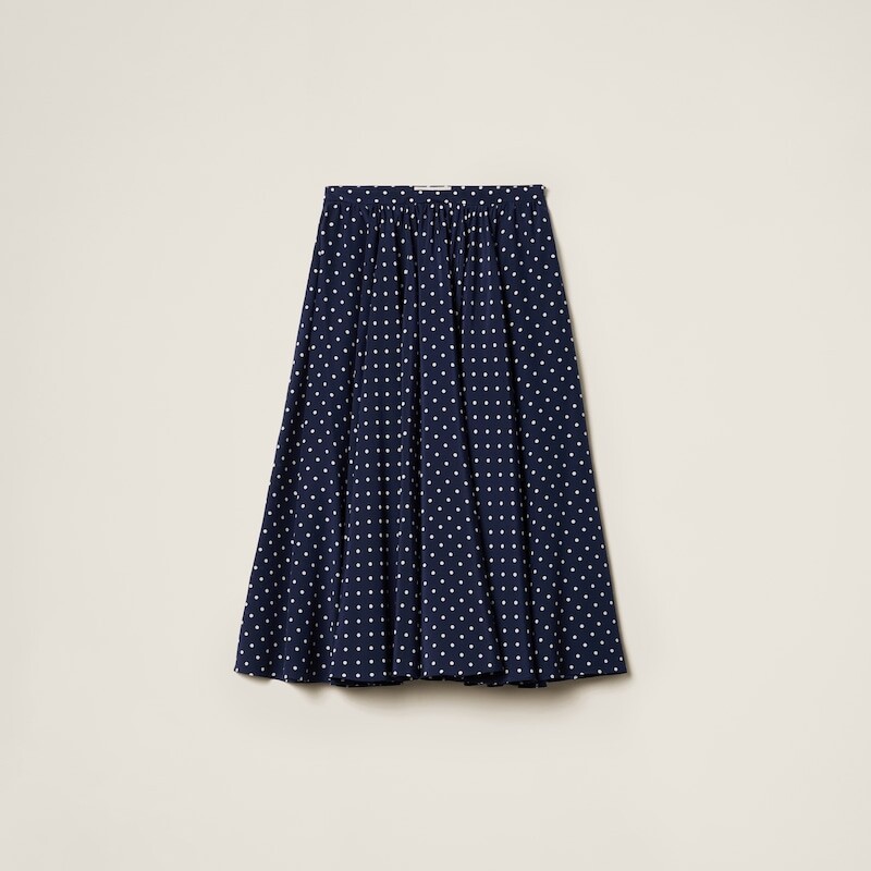 Длинная юбка из крепдешина в горошек Miu Miu, синий
Длинная юбка из крепдешина в горошек Miu Miu, синий