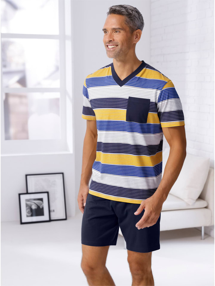 Sieh an! Короткие шорты в полоску королевского синего и охристого цвета
Sieh an! Короткие шорты в полоску королевского синего и охристого цвета