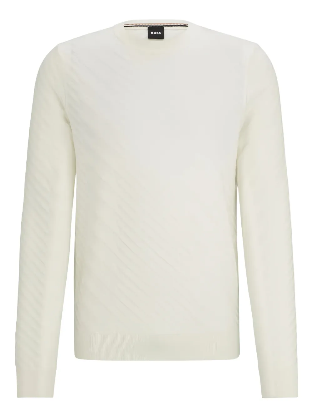 Свитер с круглым вырезом и диагональным узором BOSS, белый
Свитер с круглым вырезом и диагональным узором BOSS, белый