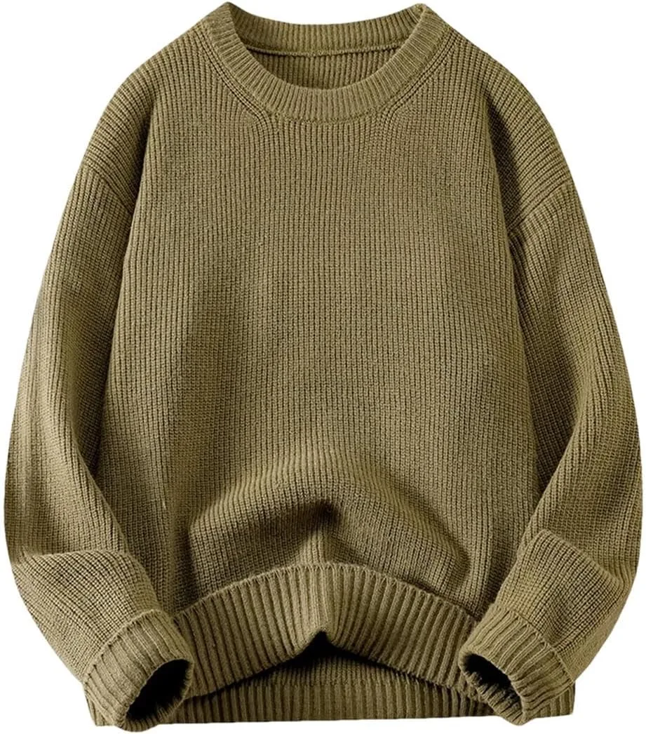 Мужской вязаный свитер с резинкой на горловине, теплый и свободный
Мужской вязаный свитер с резинкой на горловине, теплый и свободный