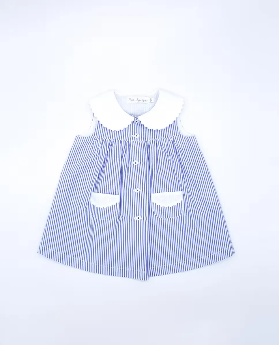 Платье из хлопка для девочки с полосатым принтом Fina Ejerique, синий 
Платье из хлопка для девочки с полосатым принтом Fina Ejerique, синий