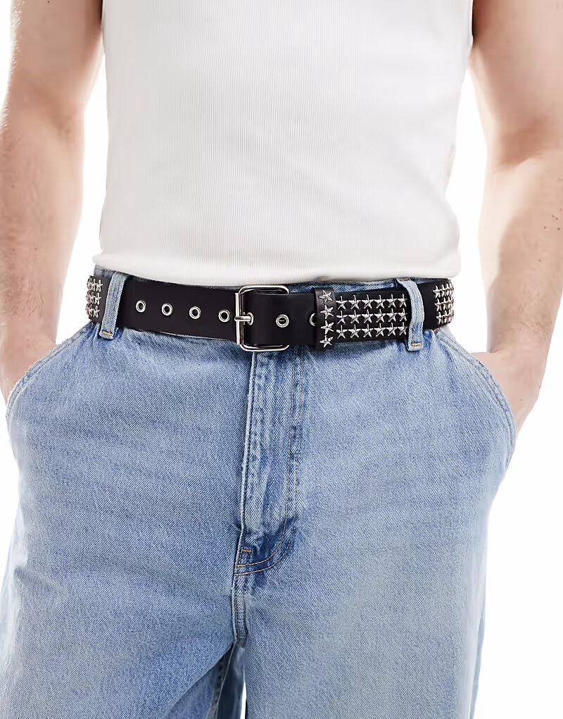 Ремень ASOS DESIGN из черной искусственной кожи с серебристыми заклепками
Ремень ASOS DESIGN из черной искусственной кожи с серебристыми заклепками