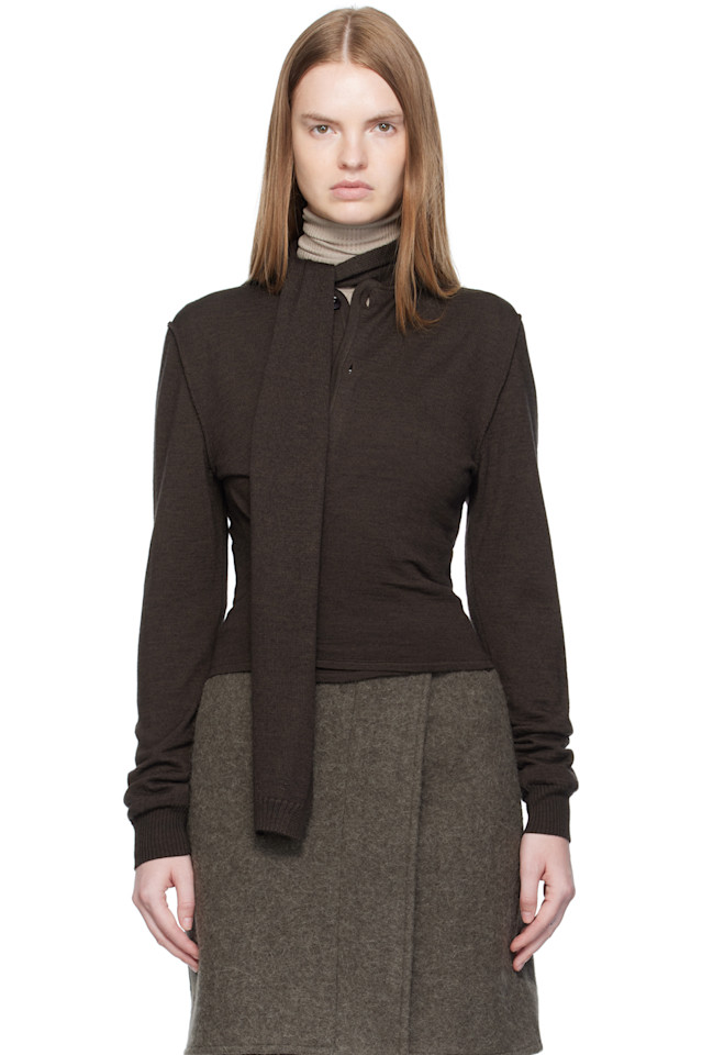 Lemaire Коричневый кардиган с витым шарфом
Lemaire Коричневый кардиган с витым шарфом