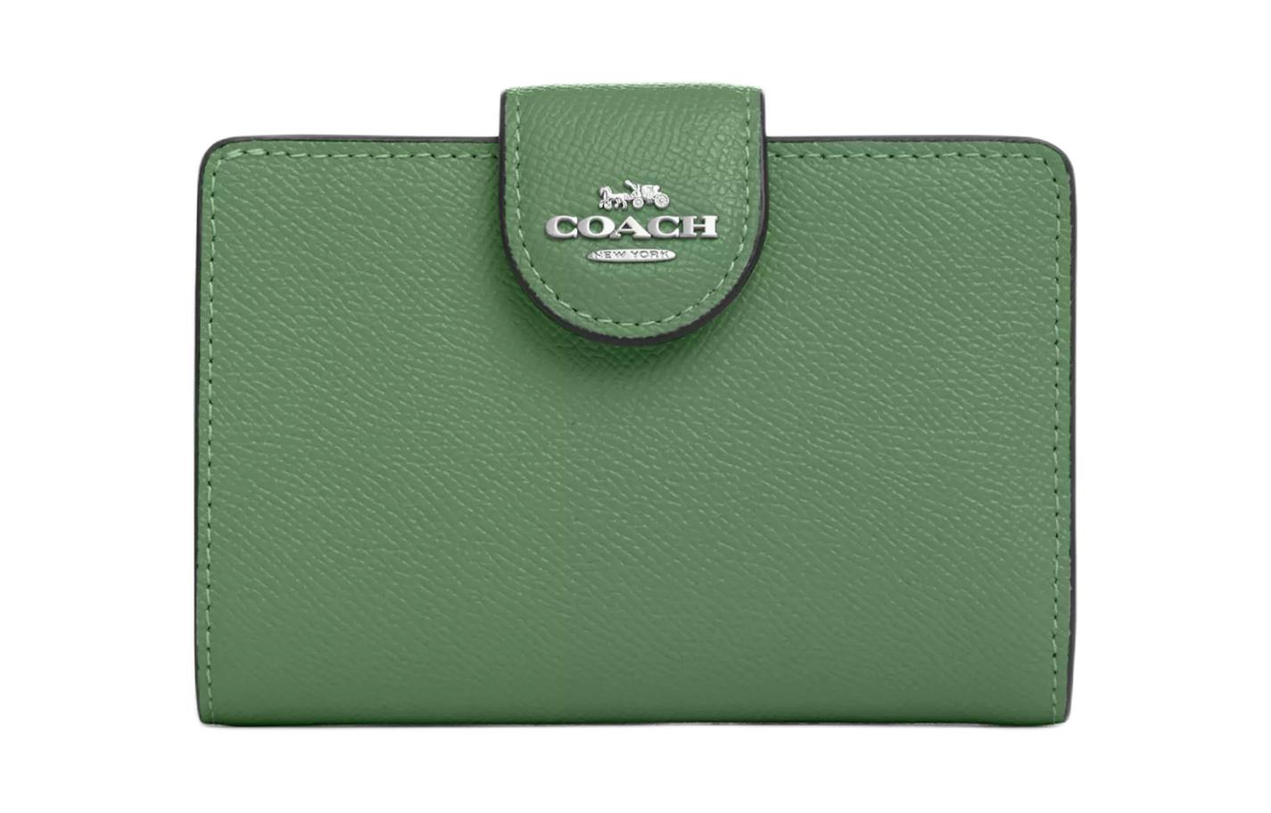 COACH Угловой кошелек на молнии из перфорированной кожи миниатюрный женский серебристый и светло-зеленый
COACH Угловой кошелек на молнии из перфорированной кожи миниатюрный женский серебристый и светло-зеленый