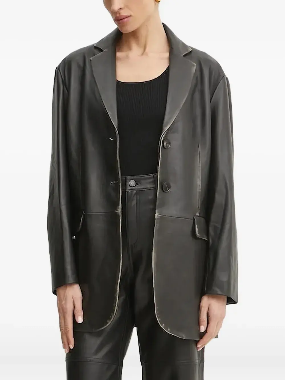 Кожаный однобортный пиджак Liviana Conti, черный
Кожаный однобортный пиджак Liviana Conti, черный