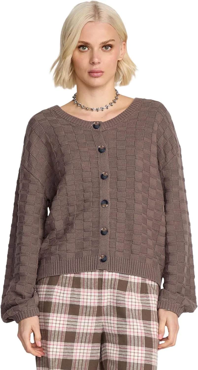 Кардиган Volcom Women's Snug Lyfe — свободный крой, вязаный, с круглым вырезом и спущенными плечами
Кардиган Volcom Women's Snug Lyfe — свободный крой, вязаный, с круглым вырезом и спущенными плечами