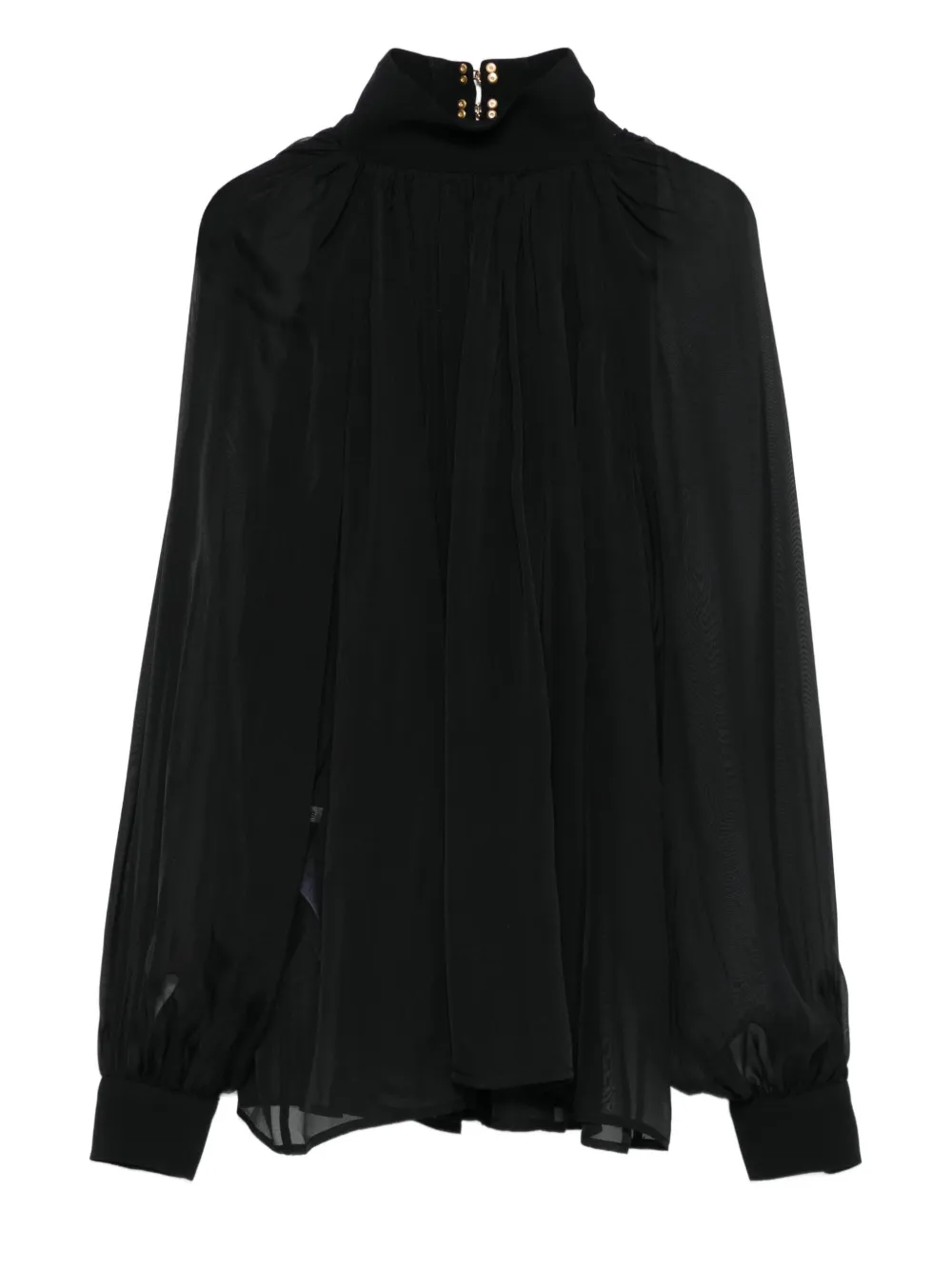 Декорированная блузка с высоким воротником Elisabetta Franchi, черный
Декорированная блузка с высоким воротником Elisabetta Franchi, черный