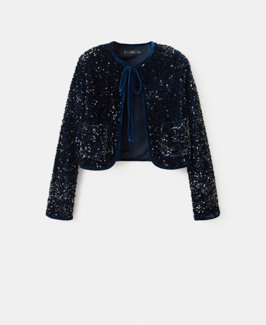 Женская бархатная куртка с пайетками и бантом MANGO, Navy
Женская бархатная куртка с пайетками и бантом MANGO, Navy