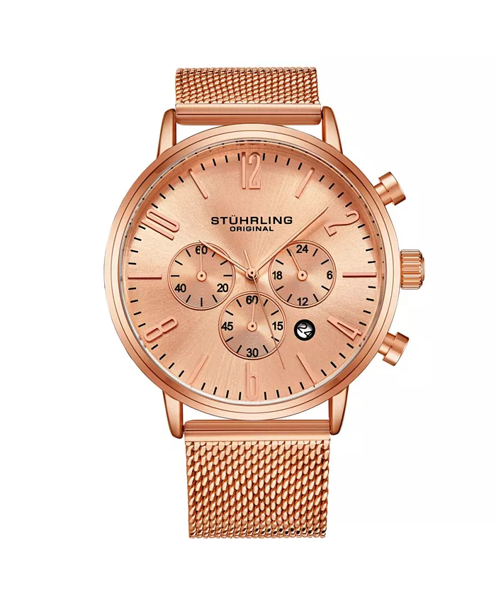 Мужские часы-браслет из нержавеющей стали с сетчатым ремешком, розовое золото, 48 мм Stuhrling, розовый
Мужские часы-браслет из нержавеющей стали с сетчатым ремешком, розовое золото, 48 мм Stuhrling, розовый