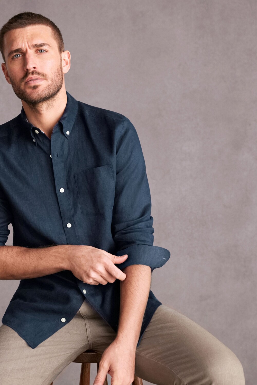 Фирменная рубашка с длинным рукавом из 100% льна Next, синий
Фирменная рубашка с длинным рукавом из 100% льна Next, синий