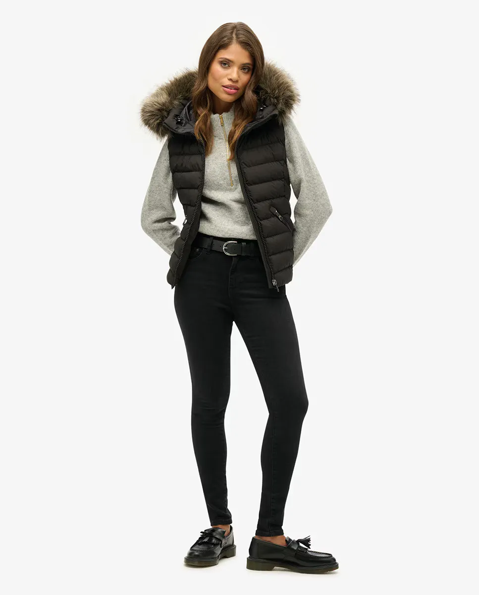 Женский жилет с капюшоном и отделкой из синтетического меха Fuji Superdry, чёрный
Женский жилет с капюшоном и отделкой из синтетического меха Fuji Superdry, чёрный