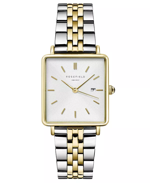 Женские квадратные часы с двухцветным браслетом из нержавеющей стали, 28 мм Rosefield, gold
Женские квадратные часы с двухцветным браслетом из нержавеющей стали, 28 мм Rosefield, gold