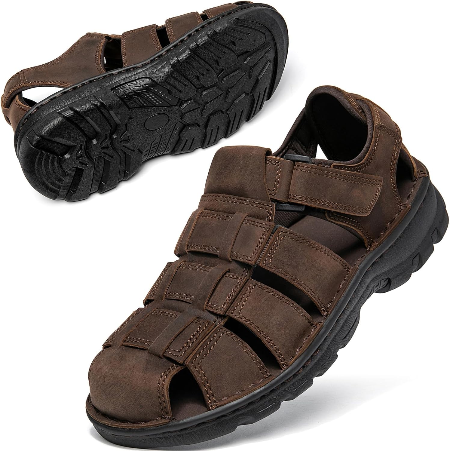 Мужские походные кожаные сандалии KOIMED с закрытым носком, водонепроницаемые летние спортивные туфли для прогулок на открытом воздухе, трекинга, рыбалки в реке, с широкой регулируемой поддержкой свода стопы, коричневый
Мужские походные кожаные сандалии KOIMED с закрытым носком, водонепроницаемые летние спортивные туфли для прогулок на открытом воздухе, трекинга, рыбалки в реке, с широкой регулируемой поддержкой свода стопы, коричневый