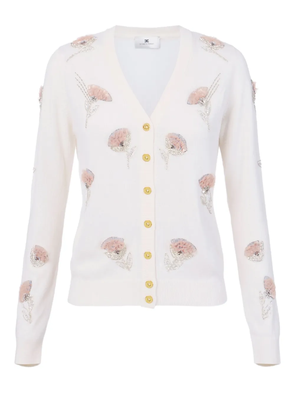 Кардиган с длинными рукавами и вышитыми цветами Elisabetta Franchi, белый
Кардиган с длинными рукавами и вышитыми цветами Elisabetta Franchi, белый