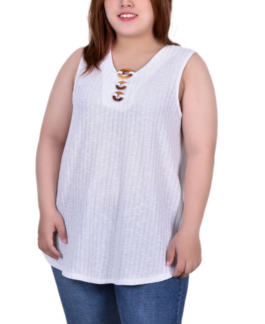 Топ без рукавов в рубчик больших размеров NY Collection, White
Топ без рукавов в рубчик больших размеров NY Collection, White