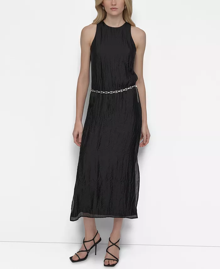 Женское платье миди без рукавов с цепным поясом DKNY, черный
Женское платье миди без рукавов с цепным поясом DKNY, черный