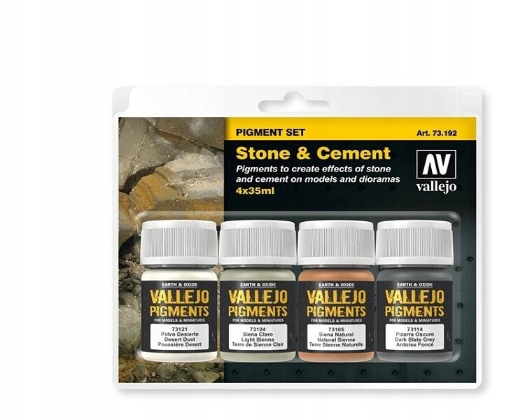 Vallejo 73192 Набор пигментов для камня и цемента, 4 шт., 35 мл.
Vallejo 73192 Набор пигментов для камня и цемента, 4 шт., 35 мл.