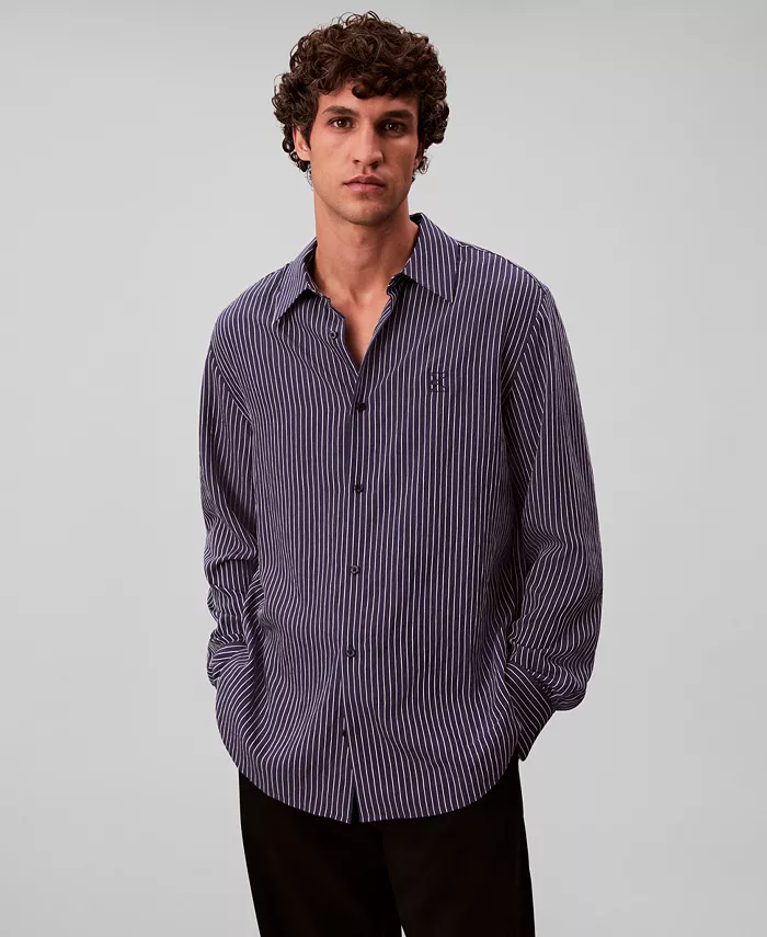 Мужская тонкая полоска длинный рукав простая рубашка Calvin Klein, синий
Мужская тонкая полоска длинный рукав простая рубашка Calvin Klein, синий