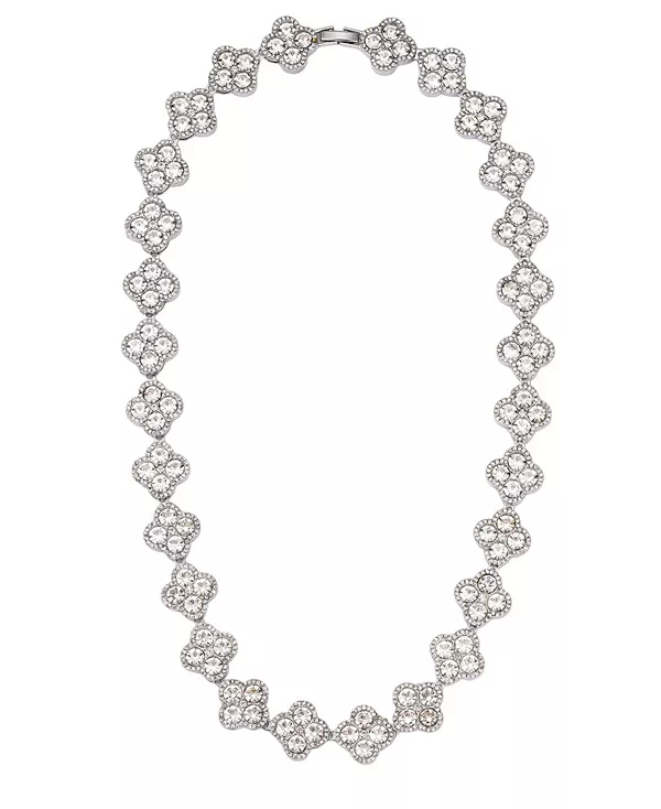 Серебряное ожерелье с цепочкой из хрустальных звеньев клевера Adornia, silver