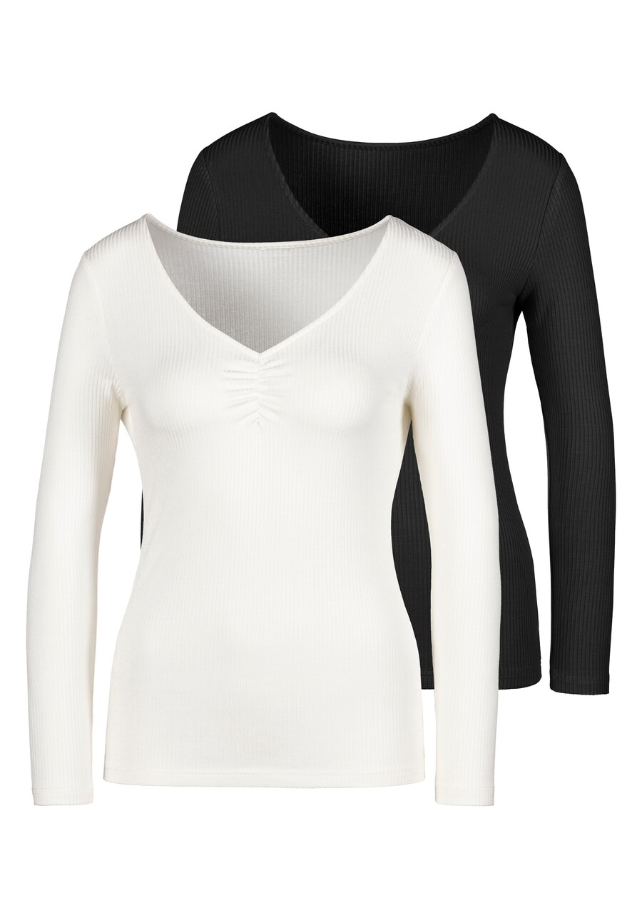 Лонгслив LASCANA Shirt, черный/белый
Лонгслив LASCANA Shirt, черный/белый