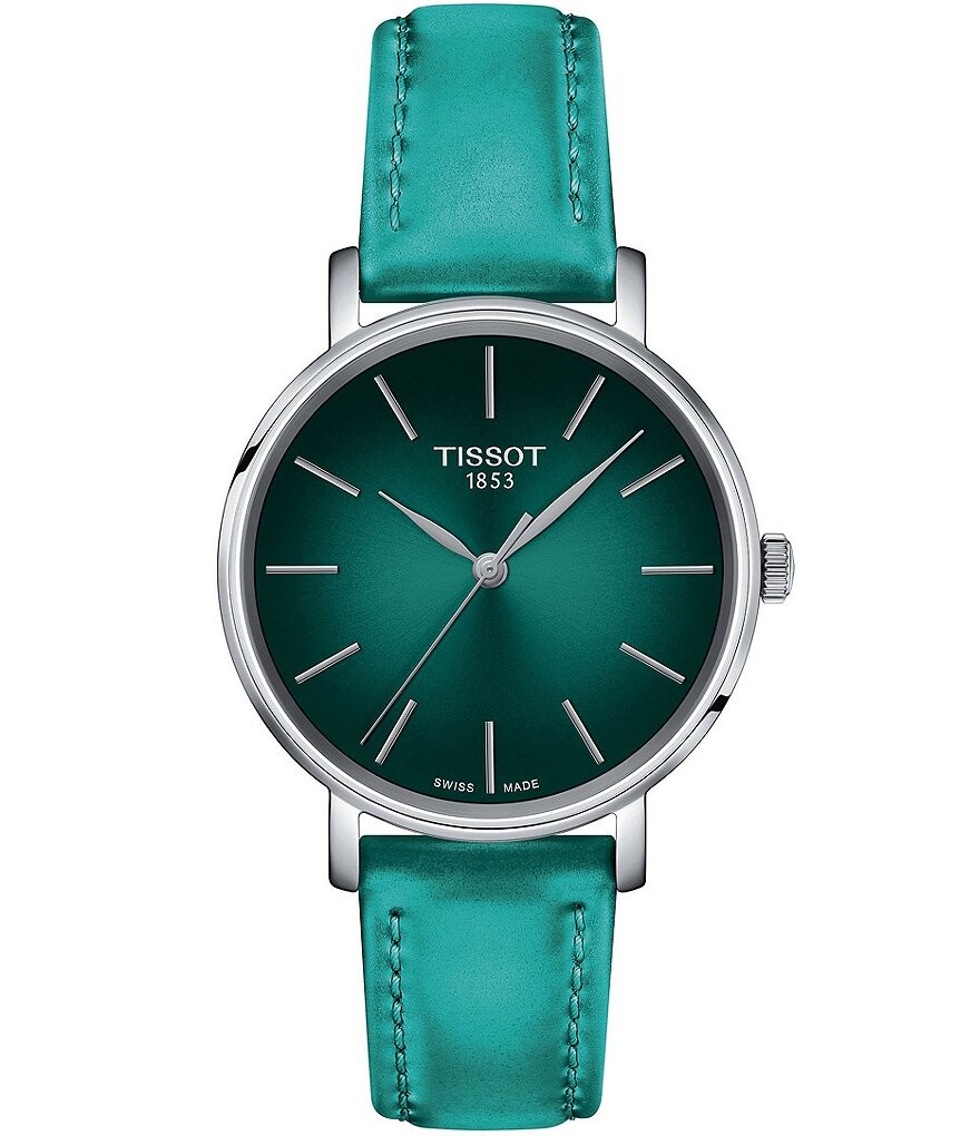 Женские аналоговые кварцевые часы Tissot Everytime с темно-бирюзовым зеленым ремешком, зеленый
Женские аналоговые кварцевые часы Tissot Everytime с темно-бирюзовым зеленым ремешком, зеленый