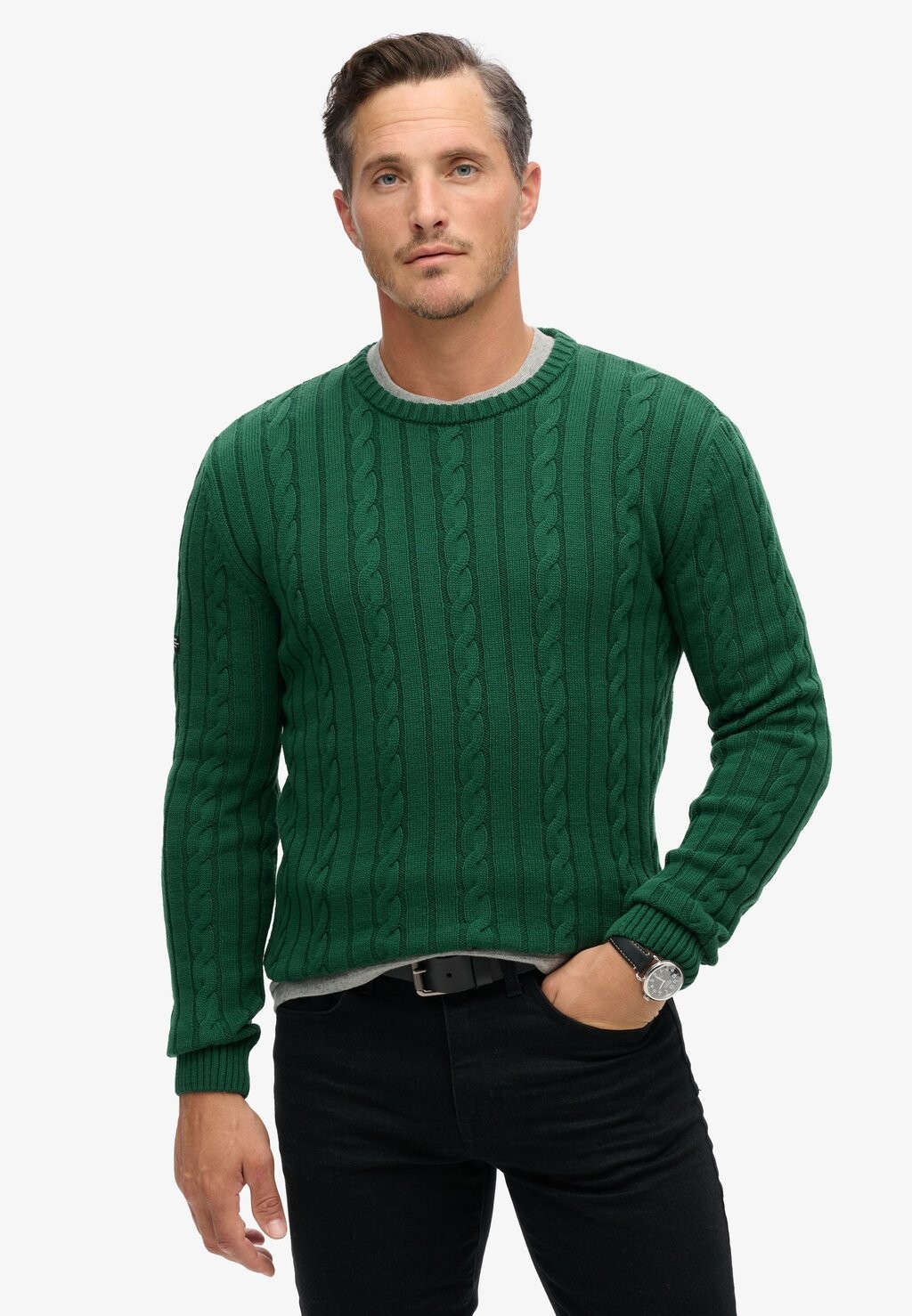 Джемпер CLASSIC CABLE CREW Superdry, зеленый 
Джемпер CLASSIC CABLE CREW Superdry, зеленый