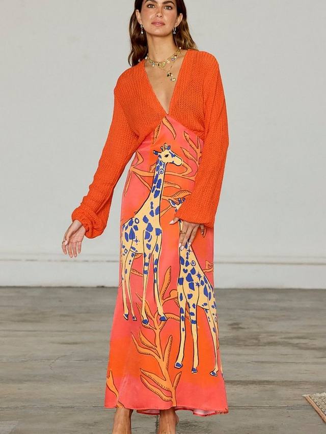 Вязаное платье с жирафом эммы крючком Never Fully Dressed, красный
Вязаное платье с жирафом эммы крючком Never Fully Dressed, красный