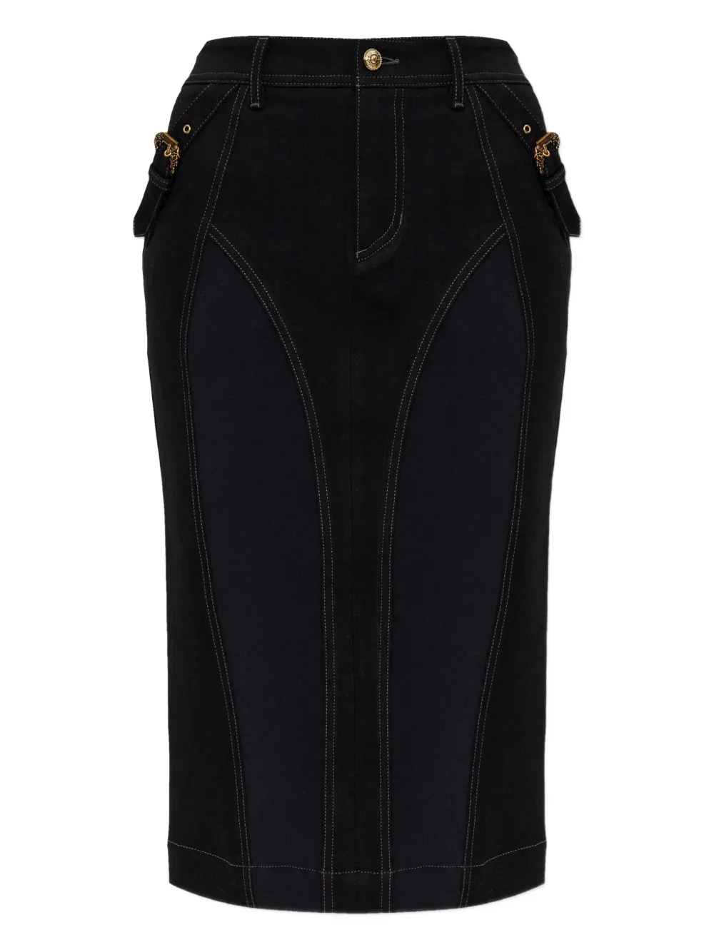 Юбка из денима с пряжкой Versace Jeans Couture, черный 
Юбка из денима с пряжкой Versace Jeans Couture, черный
