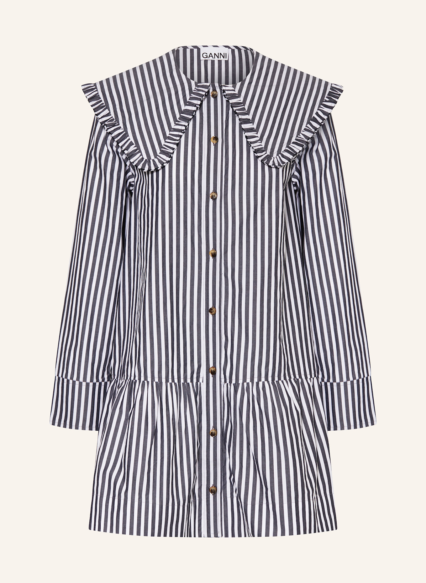 Платье с оборкой Ganni, черный
Платье с оборкой Ganni, черный