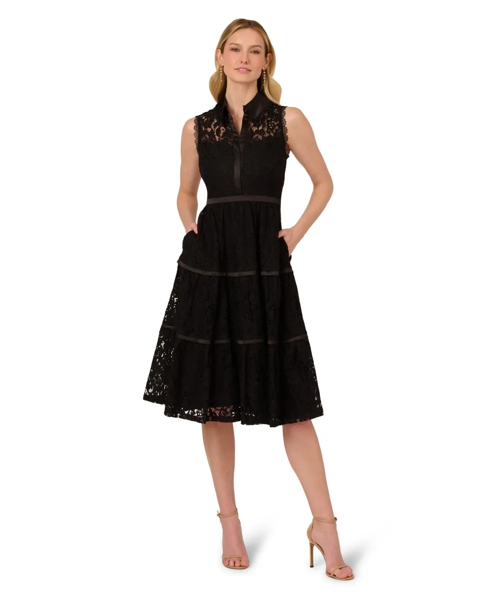 Бесшовное кружевное платье Adrianna Papell, черный
Бесшовное кружевное платье Adrianna Papell, черный