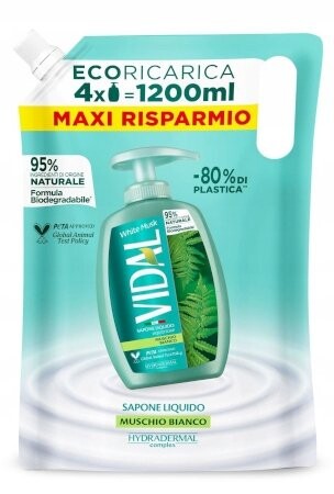 Жидкое мыло с белым мускусом, 1,2 л Vidal
Жидкое мыло с белым мускусом, 1,2 л Vidal