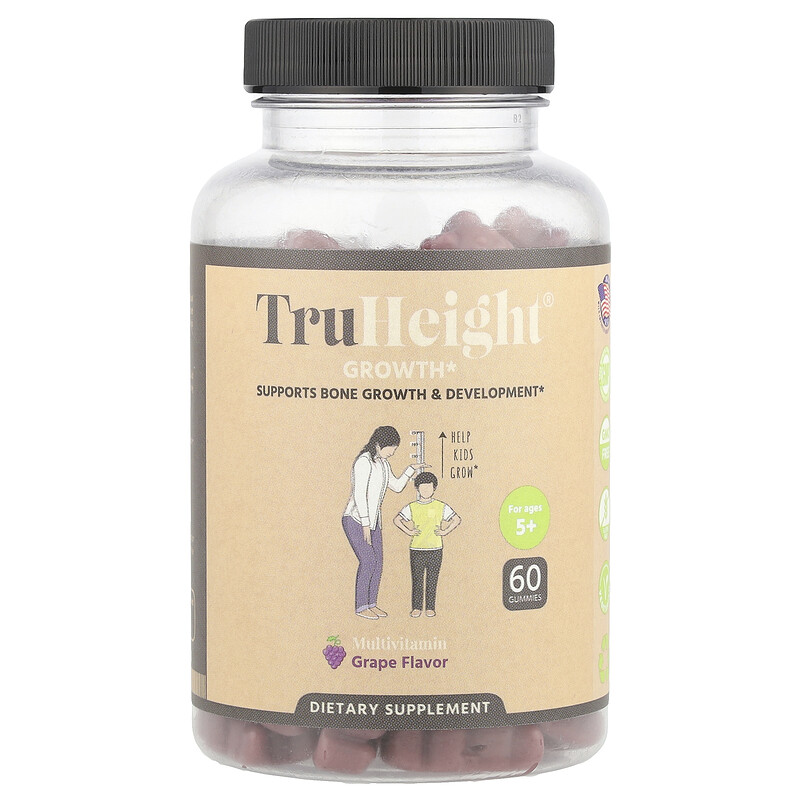 TruHeight, Growth Gummies, мультивитамины, для детей от 5 лет, с виноградом, 60 жевательных таблеток
TruHeight, Growth Gummies, мультивитамины, для детей от 5 лет, с виноградом, 60 жевательных таблеток