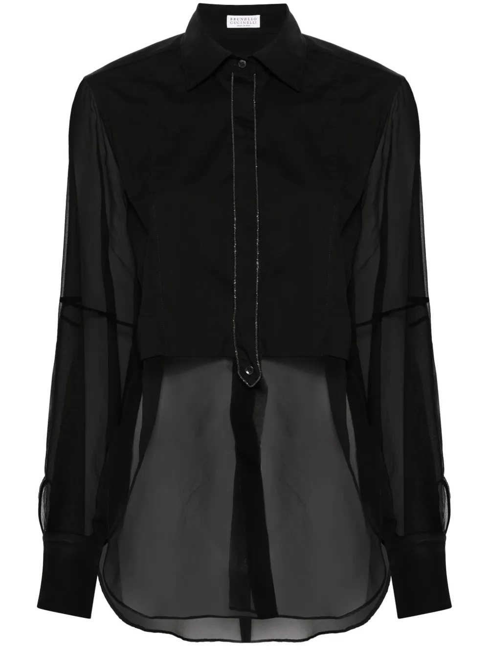 Полупрозрачная рубашка на пуговицах Brunello Cucinelli, черный
Полупрозрачная рубашка на пуговицах Brunello Cucinelli, черный