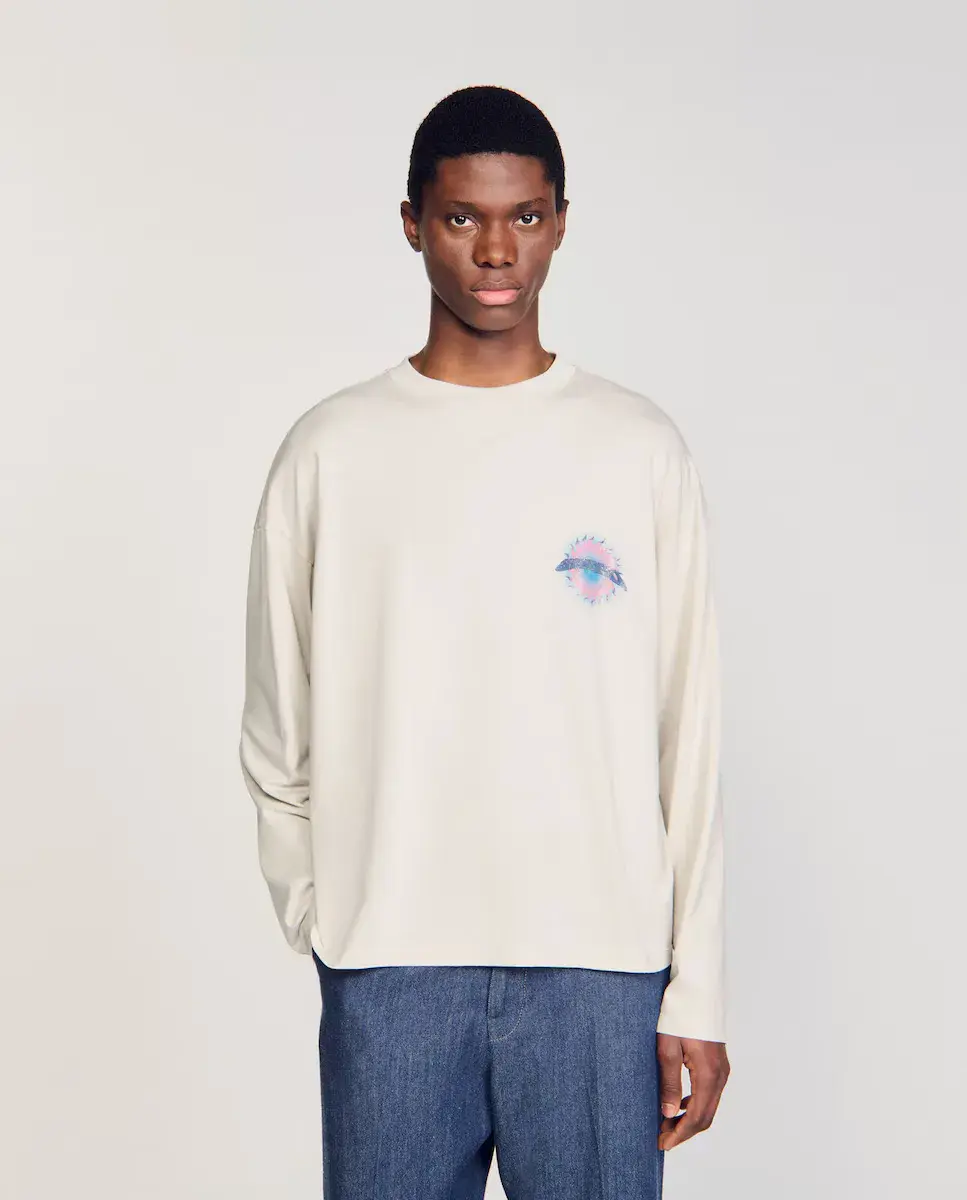 Мужская футболка с принтом солнца Sandro, цвет Crudo
Мужская футболка с принтом солнца Sandro, цвет Crudo