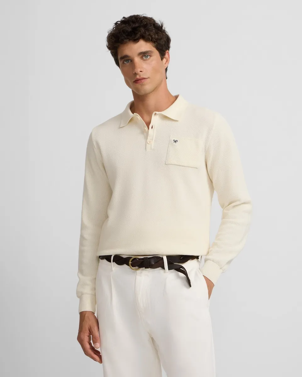 Мужской свитер-поло бежевая с мини-логотипом Silbon, бежевый
Мужской свитер-поло бежевая с мини-логотипом Silbon, бежевый