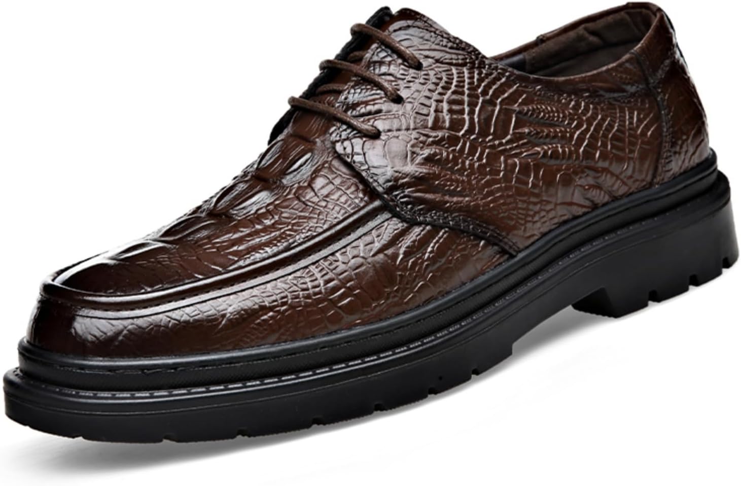 Мужские кожаные оксфорды с тиснением под аллигатора, На платформе, шнуровка, круглый носок для работы, свадьбы, вечеринок, Нескользящая комфортная подошва Kelibasi, коричневый
Мужские кожаные оксфорды с тиснением под аллигатора, На платформе, шнуровка, круглый носок для работы, свадьбы, вечеринок, Нескользящая комфортная подошва Kelibasi, коричневый