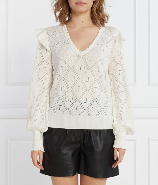 Свитер женский Twin-Set с узором и v-образным вырезом, белый
Свитер женский Twin-Set с узором и v-образным вырезом, белый