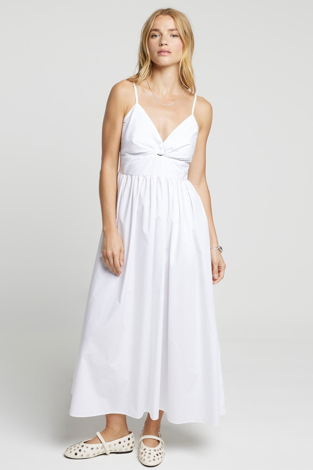 Платье миди с перекрученным передом River Island, белый 
Платье миди с перекрученным передом River Island, белый