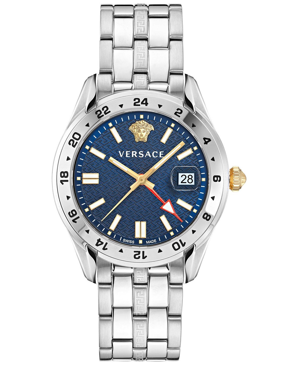 Мужские швейцарские часы Greca Time GMT с браслетом из нержавеющей стали, 41 мм Versace
Мужские швейцарские часы Greca Time GMT с браслетом из нержавеющей стали, 41 мм Versace