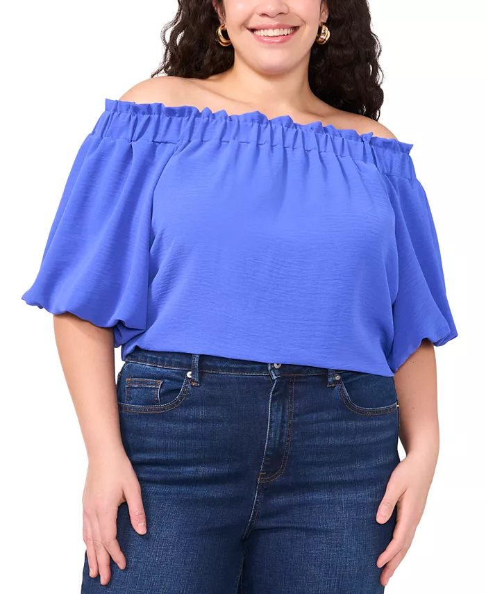 Топ больших размеров с открытыми плечами и рукавами-буфами Vince Camuto, синий
Топ больших размеров с открытыми плечами и рукавами-буфами Vince Camuto, синий