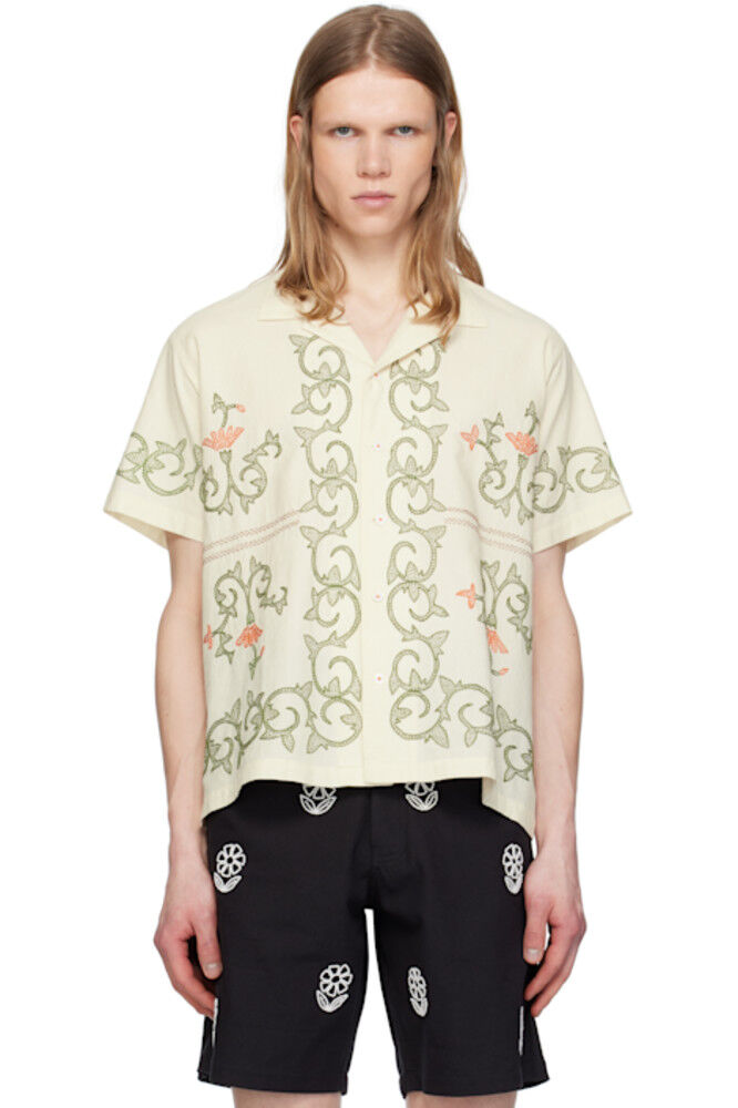 Рубашка цвета «Off-White» с вышитым цветком HARAGO
Рубашка цвета «Off-White» с вышитым цветком HARAGO