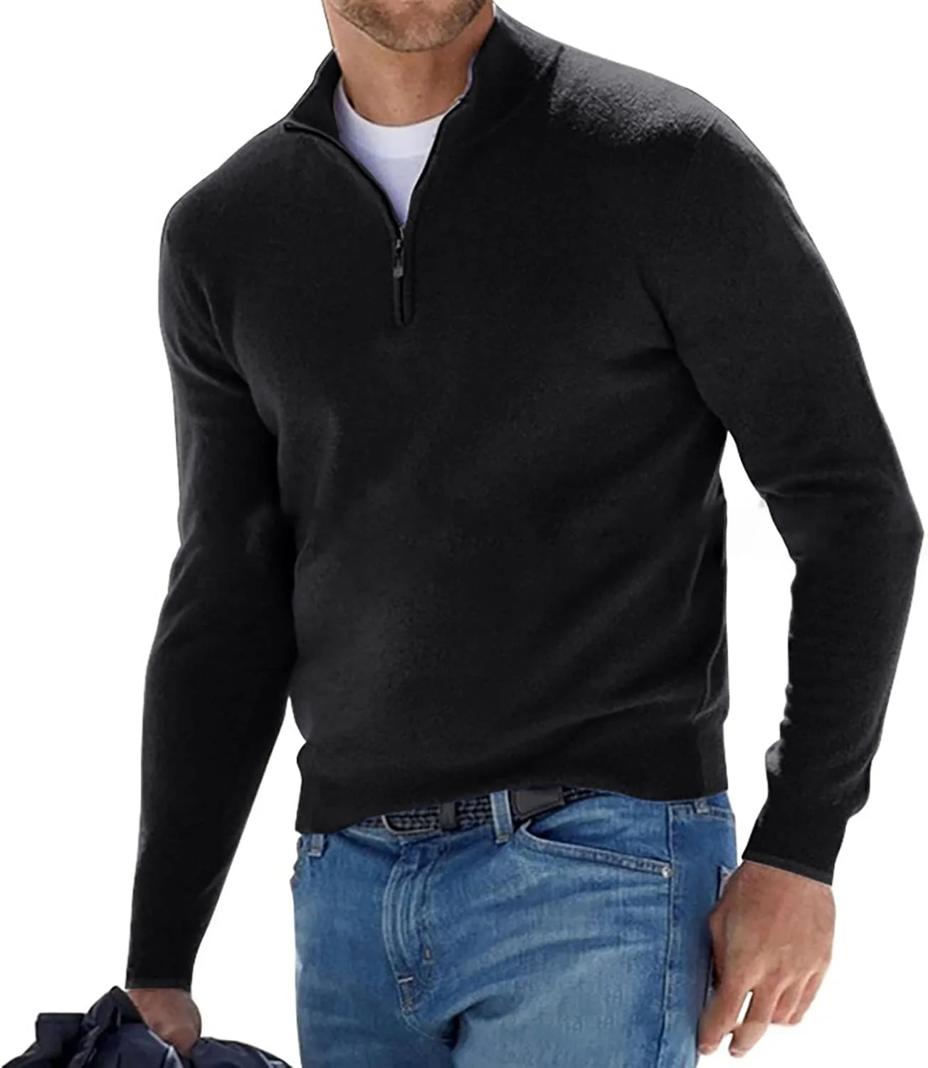 Мужской свитер с воротником стойкой и длинным рукавом
Мужской свитер с воротником стойкой и длинным рукавом