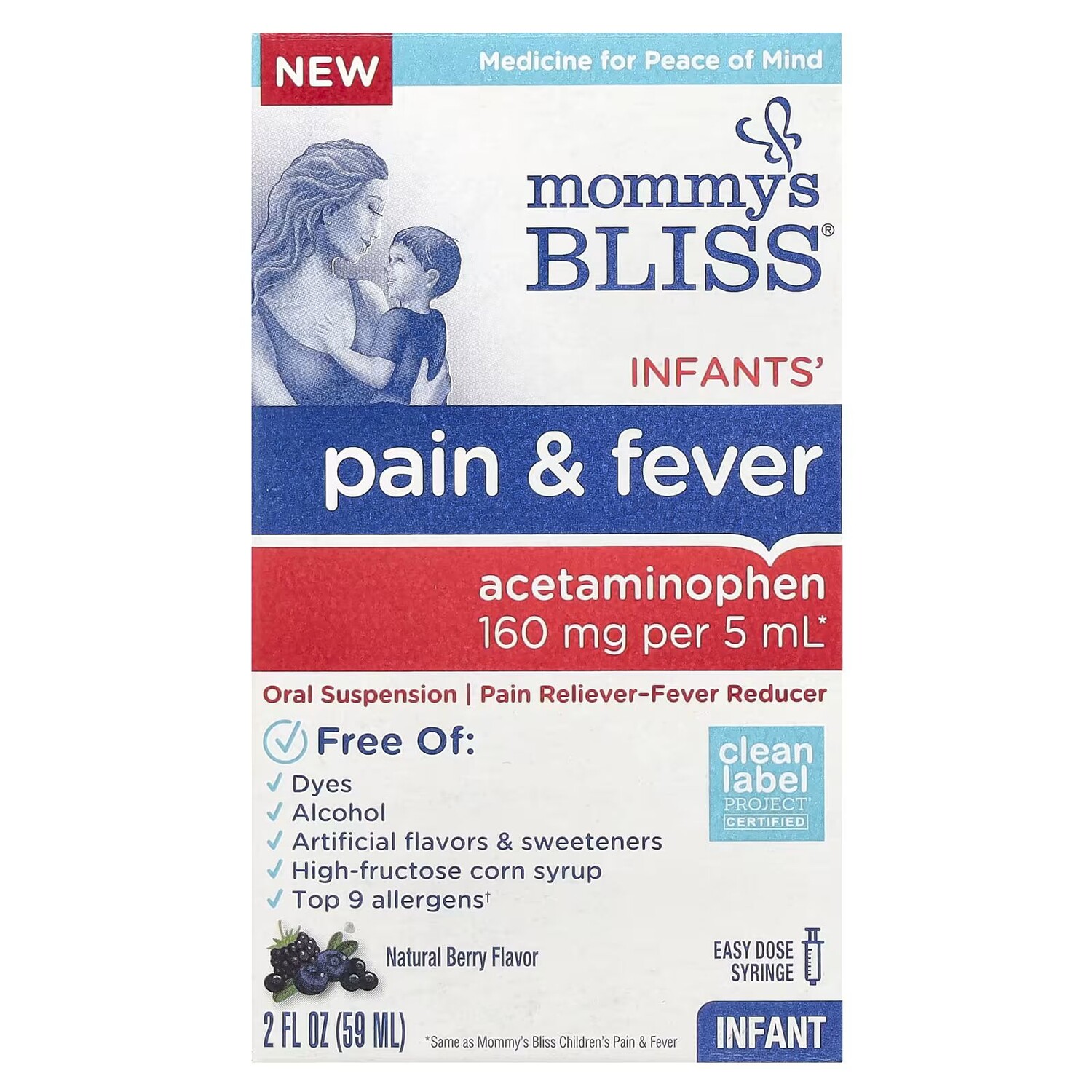 Infants' Pain & Fever, натуральные ягоды, 2 жидких унции (59 мл) Mommy'S Bliss 
Infants' Pain & Fever, натуральные ягоды, 2 жидких унции (59 мл) Mommy'S Bliss